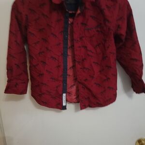 Kids Red Dinosaur Dress Shirt and Vest